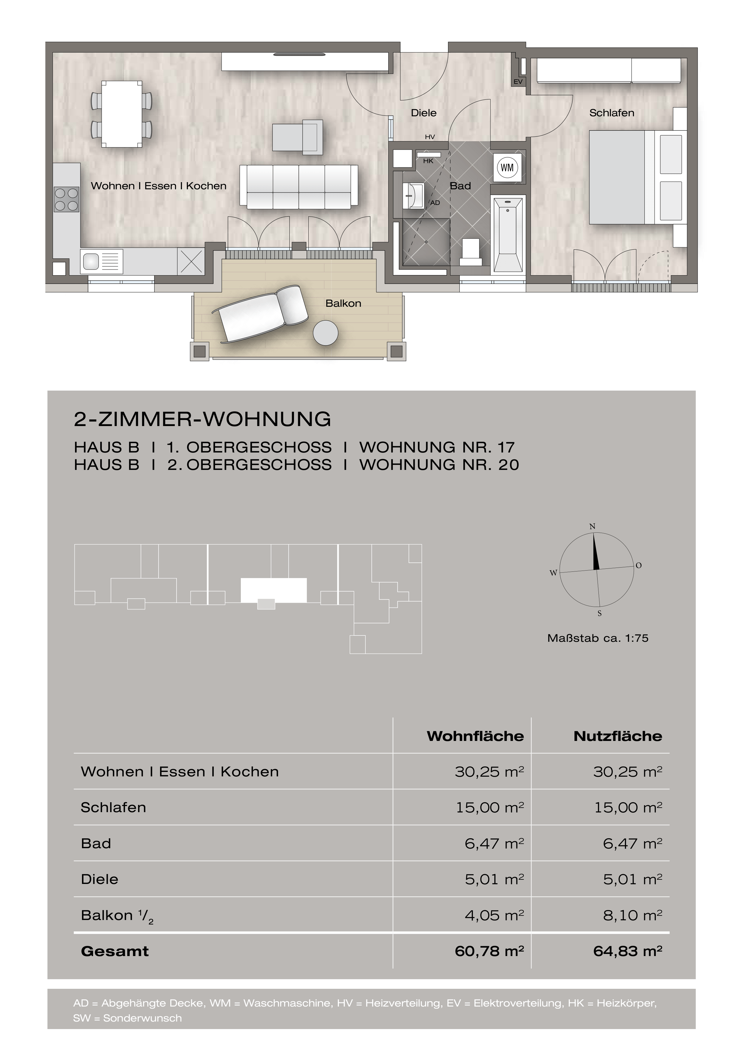 Schwabing-West: Großzügige 2 Zi. Wohnung mit Süd-Balkon