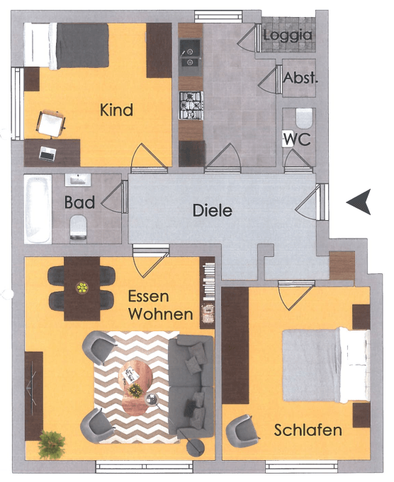3-Zimmer mit Loggia - München-Bogenhausen