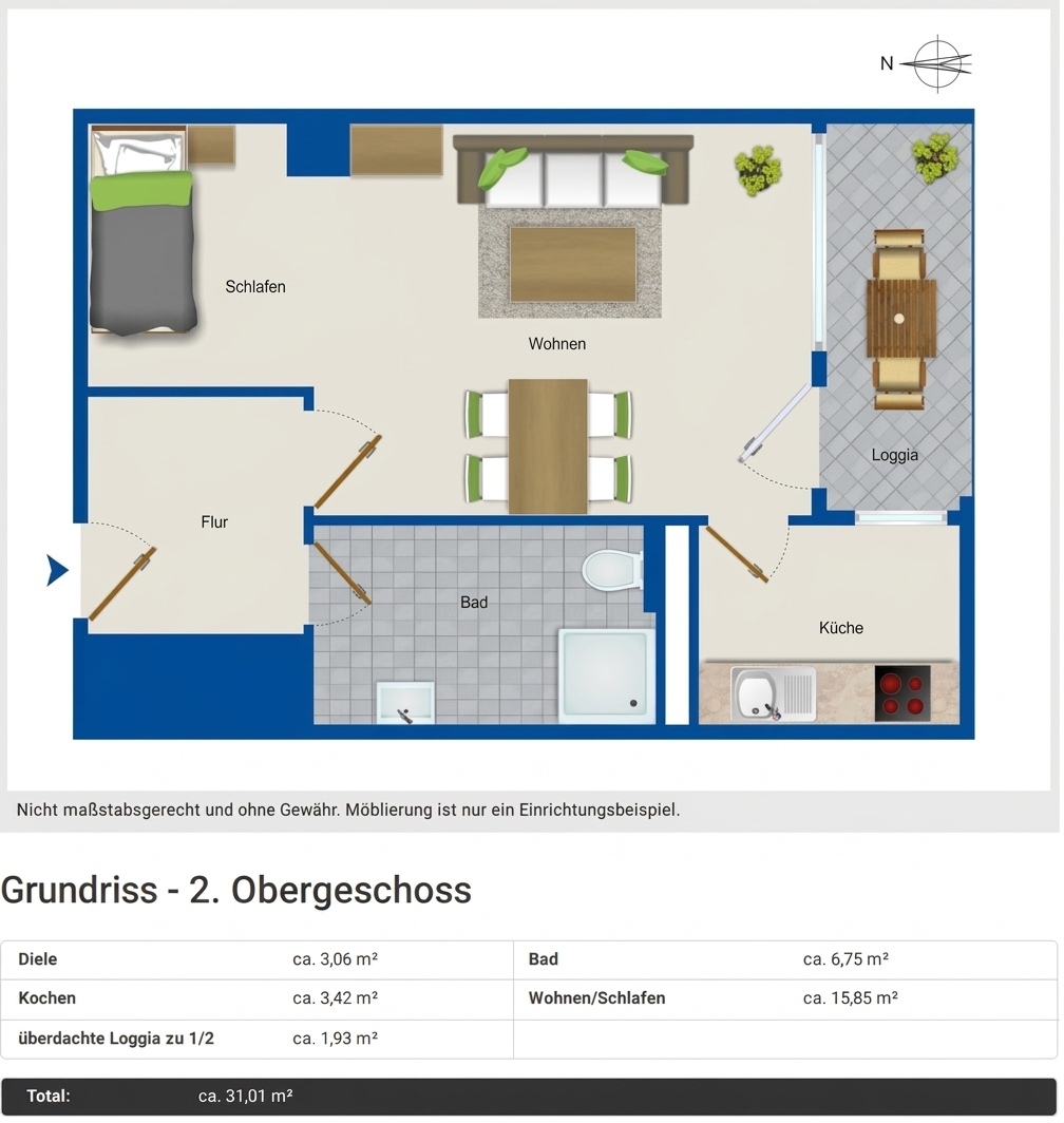 Schöne, helle und möblierte 1-Zimmer-Wohnung in super Lage